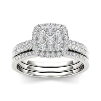 1/ CT.T.W. Natural Diamond 10K White Gold Bridal Set