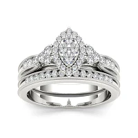 1/ CT.T.W. Natural Diamond 10K White Gold Bridal Ring Set