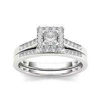 1/2 CT.T.W. Natural Diamond 10K White Gold Bridal Set Ring