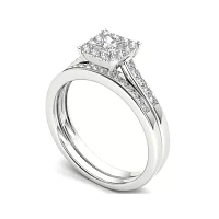 1/2 CT.T.W. Natural Diamond 10K White Gold Bridal Set Ring