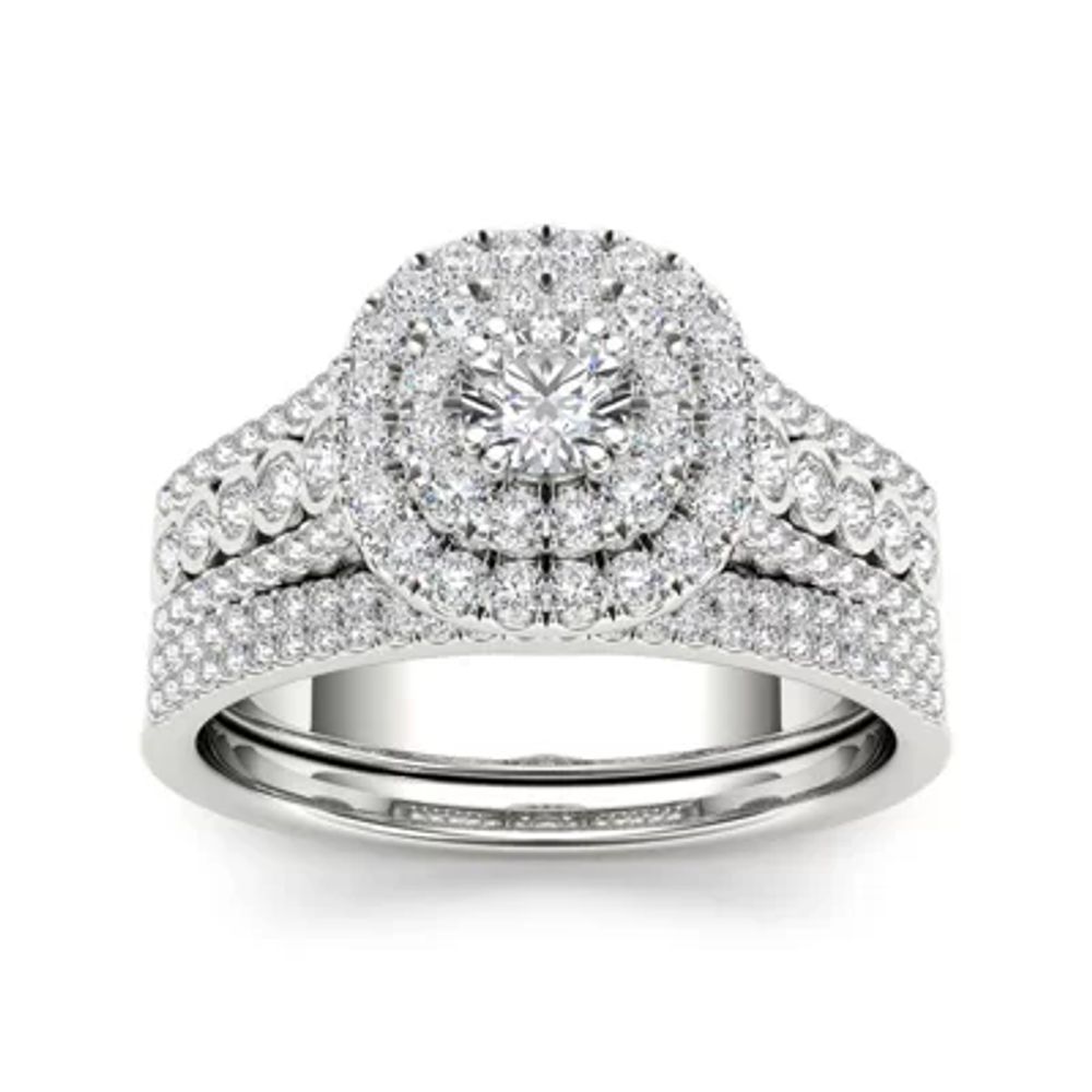 1 CT.T.W. Natural Diamond 10K White Gold Bridal Set