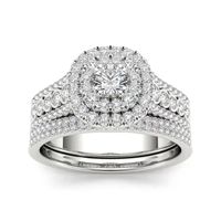 1 CT.T.W. Natural Diamond 10K White Gold Bridal Set