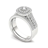 1 CT.T.W. Natural Diamond 10K White Gold Bridal Set