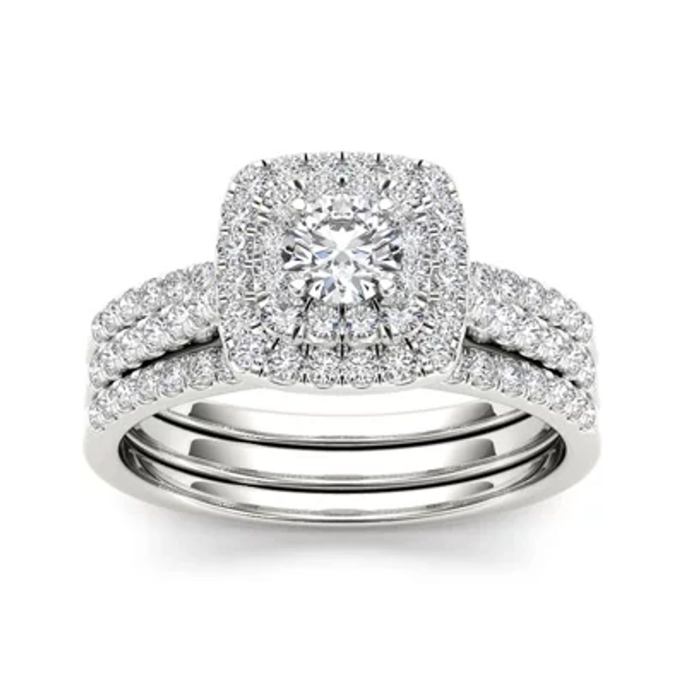 1 CT.T.W. Natural Diamond 10K White Gold Bridal Set