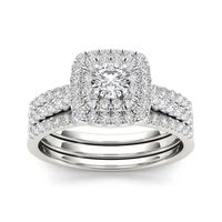 1 CT.T.W. Natural Diamond 10K White Gold Bridal Set