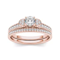 1/2 CT.T.W. Natural Diamond 10K Rose Gold Bridal Set Ring