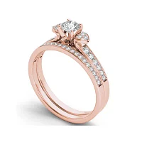 1/2 CT.T.W. Natural Diamond 10K Rose Gold Bridal Set Ring