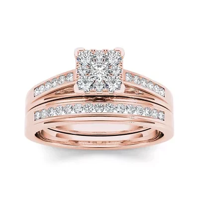 CT.T.W. Natural Diamond 10K Rose Gold Bridal Ring Set