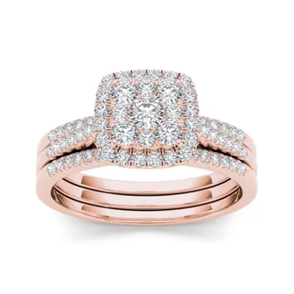 1/ CT.T.W. Natural Diamond 10K Rose Gold Bridal Set