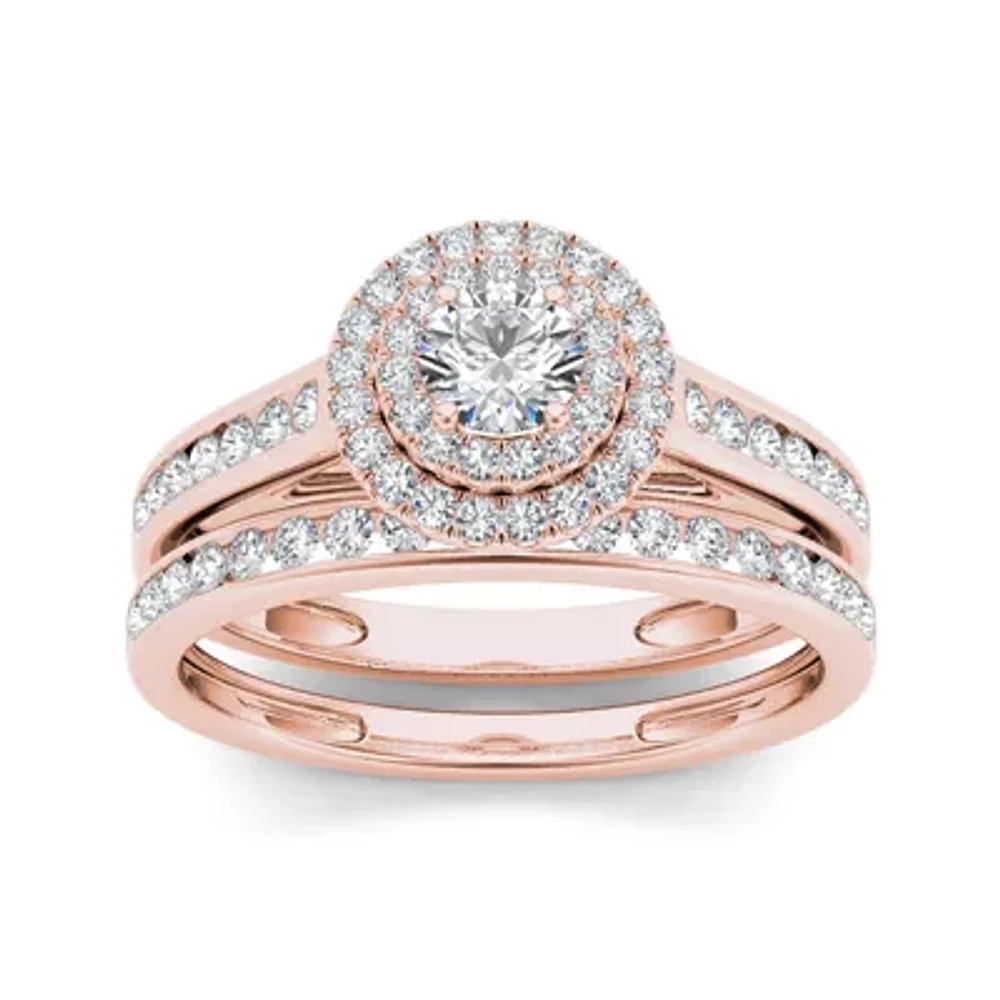 CT.T.W. Natural Diamond 10K Rose Gold Bridal Ring Set