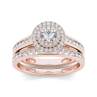 CT.T.W. Natural Diamond 10K Rose Gold Bridal Ring Set
