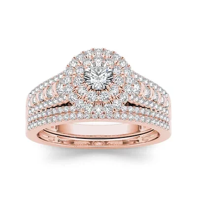 1 CT.T.W. Natural Diamond 10K Rose Gold Bridal Set