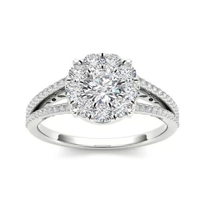 1 CT.T.W. Natural Diamond Cluster 10K Gold Engagement Ring