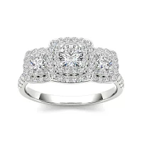 1 CT.T.W. Natural Diamond 10K White Gold Engagement Ring