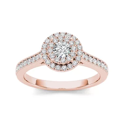 1/2 CT.T.W. Natural Diamond 10K Rose Gold Engagement Ring