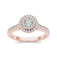 1/2 CT.T.W. Natural Diamond 10K Rose Gold Engagement Ring