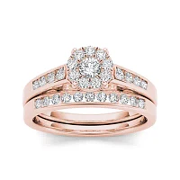 1/2 CT.T.W. Natural Diamond 10K Rose Gold Bridal Ring Set