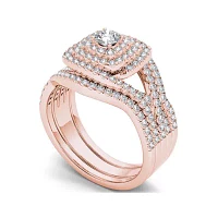 1 CT.T.W. Natural Diamond 10K Rose Gold Bridal Ring Set