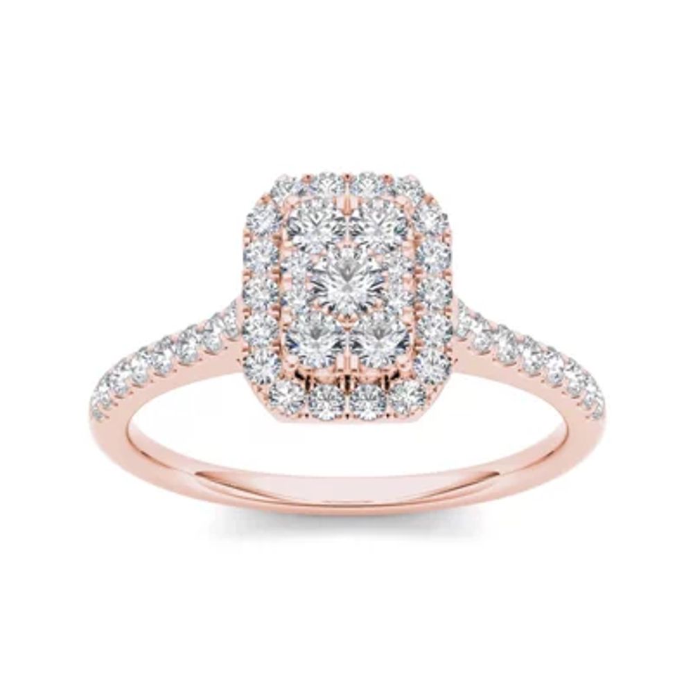 3/4 CT.T.W. Natural Diamond 10K Rose Gold Square-Shaped Engagement Ring