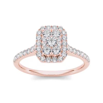 3/4 CT.T.W. Natural Diamond 10K Rose Gold Square-Shaped Engagement Ring