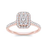 3/4 CT.T.W. Natural Diamond 10K Rose Gold Square-Shaped Engagement Ring