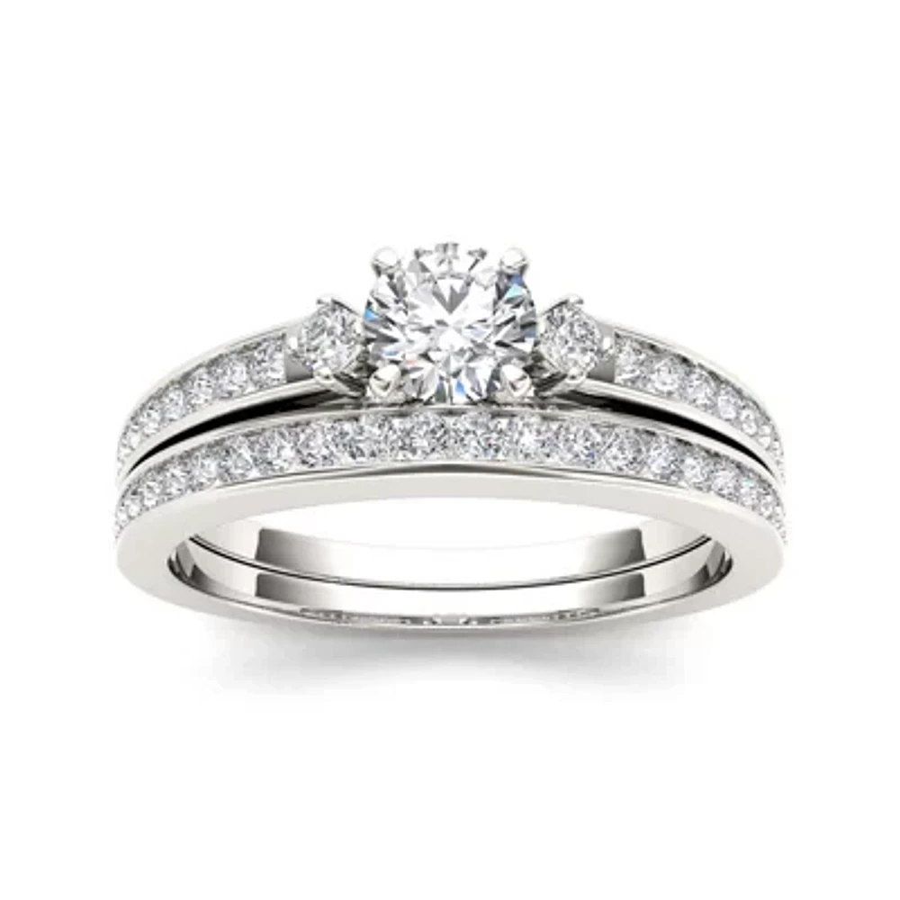 1 CT.T.W. Natural Diamond 14K White Gold Bridal Set