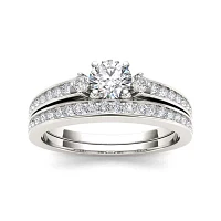 1 CT.T.W. Natural Diamond 14K White Gold Bridal Set