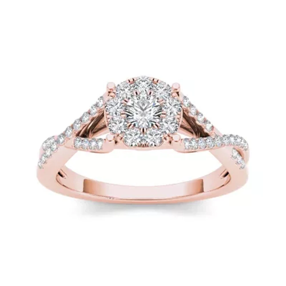 3/4 CT.T.W. Natural Diamond 10K Rose Gold Engagement Ring