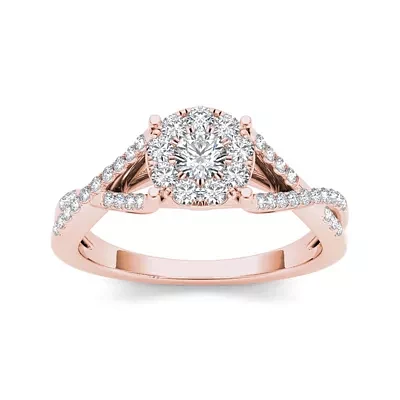 3/4 CT.T.W. Natural Diamond 10K Rose Gold Engagement Ring