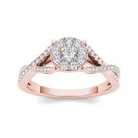 3/4 CT.T.W. Natural Diamond 10K Rose Gold Engagement Ring