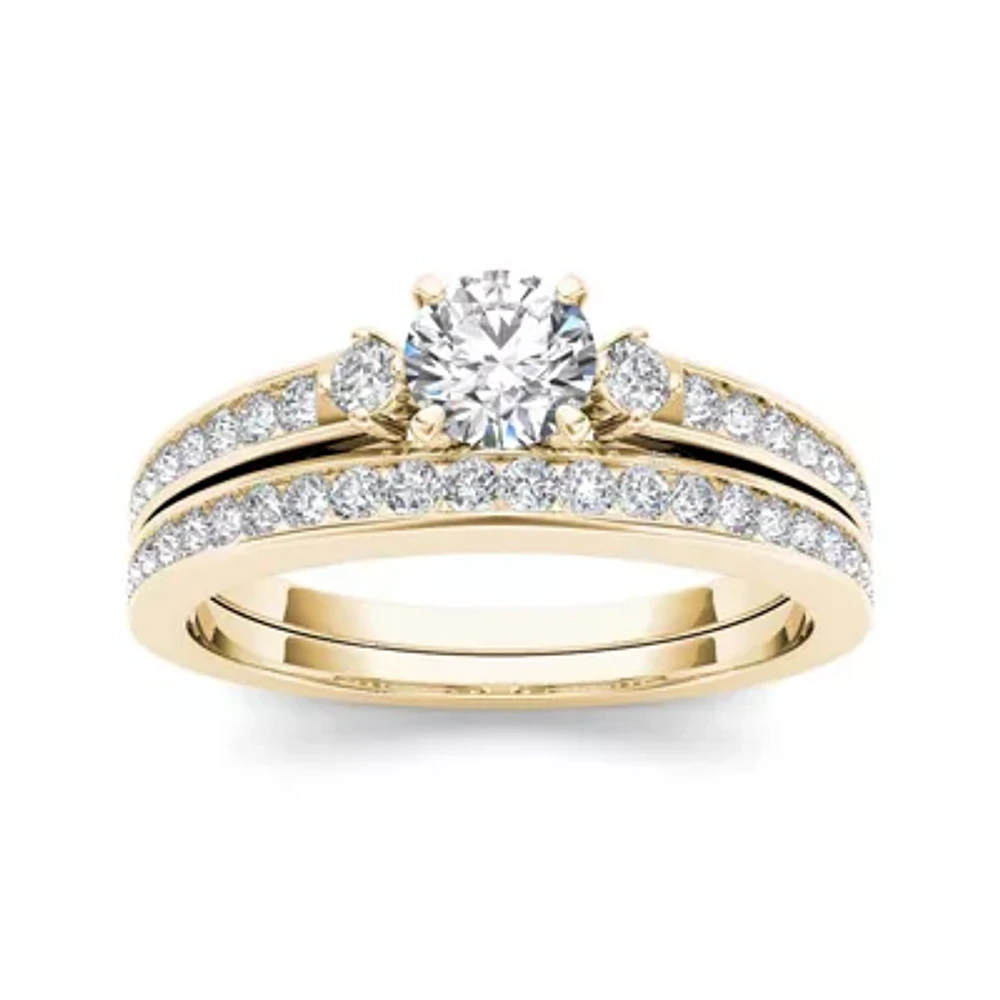 1 CT.T.W. Natural Diamond 14K Yellow Gold Bridal Set