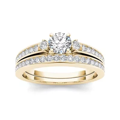 1 CT.T.W. Natural Diamond 14K Yellow Gold Bridal Set