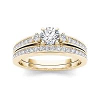 1 CT.T.W. Natural Diamond 14K Yellow Gold Bridal Set