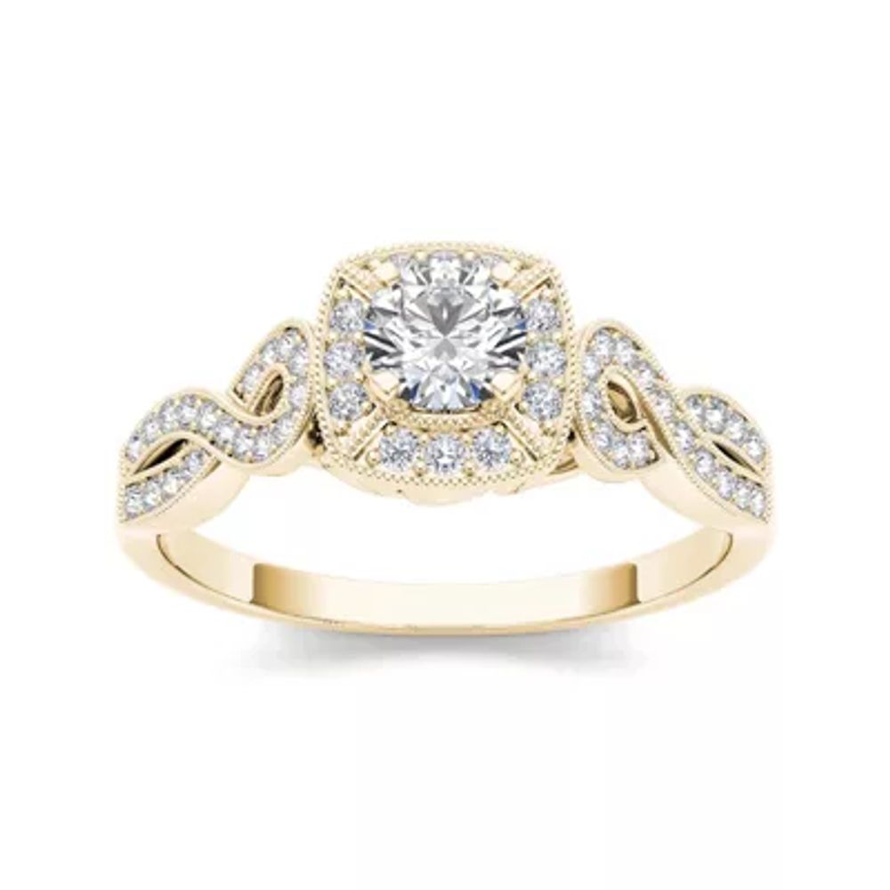 1/2 CT.T.W. Natural Diamond 14K Yellow Gold Engagement Ring