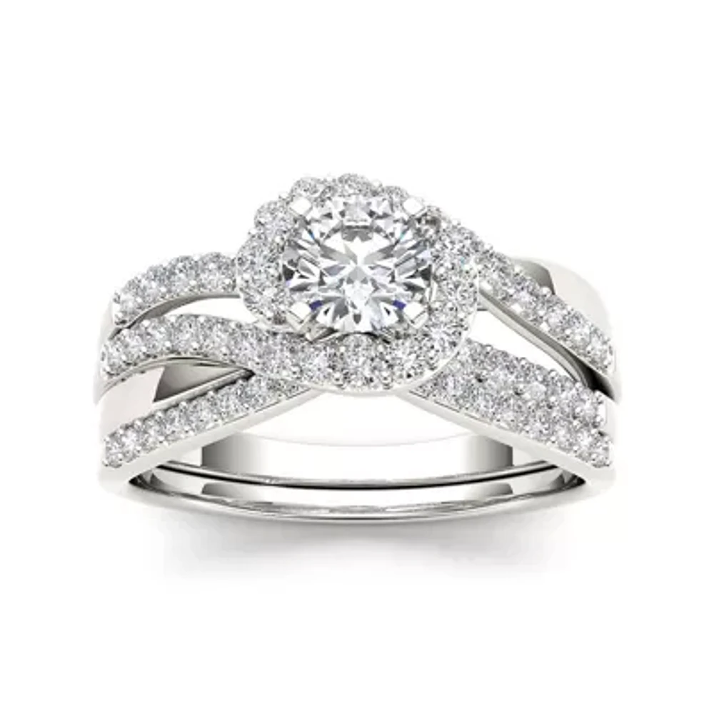 1 CT.T.W. Natural Diamond 14K White Gold Bridal Set