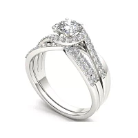 1 CT.T.W. Natural Diamond 14K White Gold Bridal Set