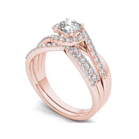 1 CT.T.W. Natural Diamond 14K Rose Gold Bridal Set