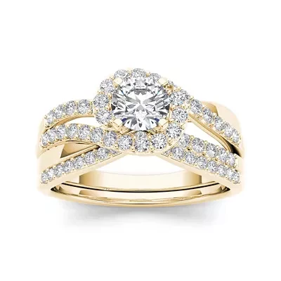 1 CT.T.W. Natural Diamond 14K Yellow Gold Bridal Set