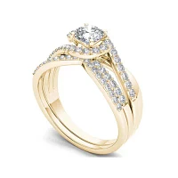 1 CT.T.W. Natural Diamond 14K Yellow Gold Bridal Set