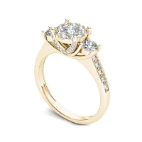 1 CT.T.W. Natural Diamond 10K Yellow Gold 3-Stone Ring