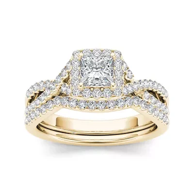 1 CT.T.W. Natural Diamond 14K Yellow Gold Bridal Ring Set