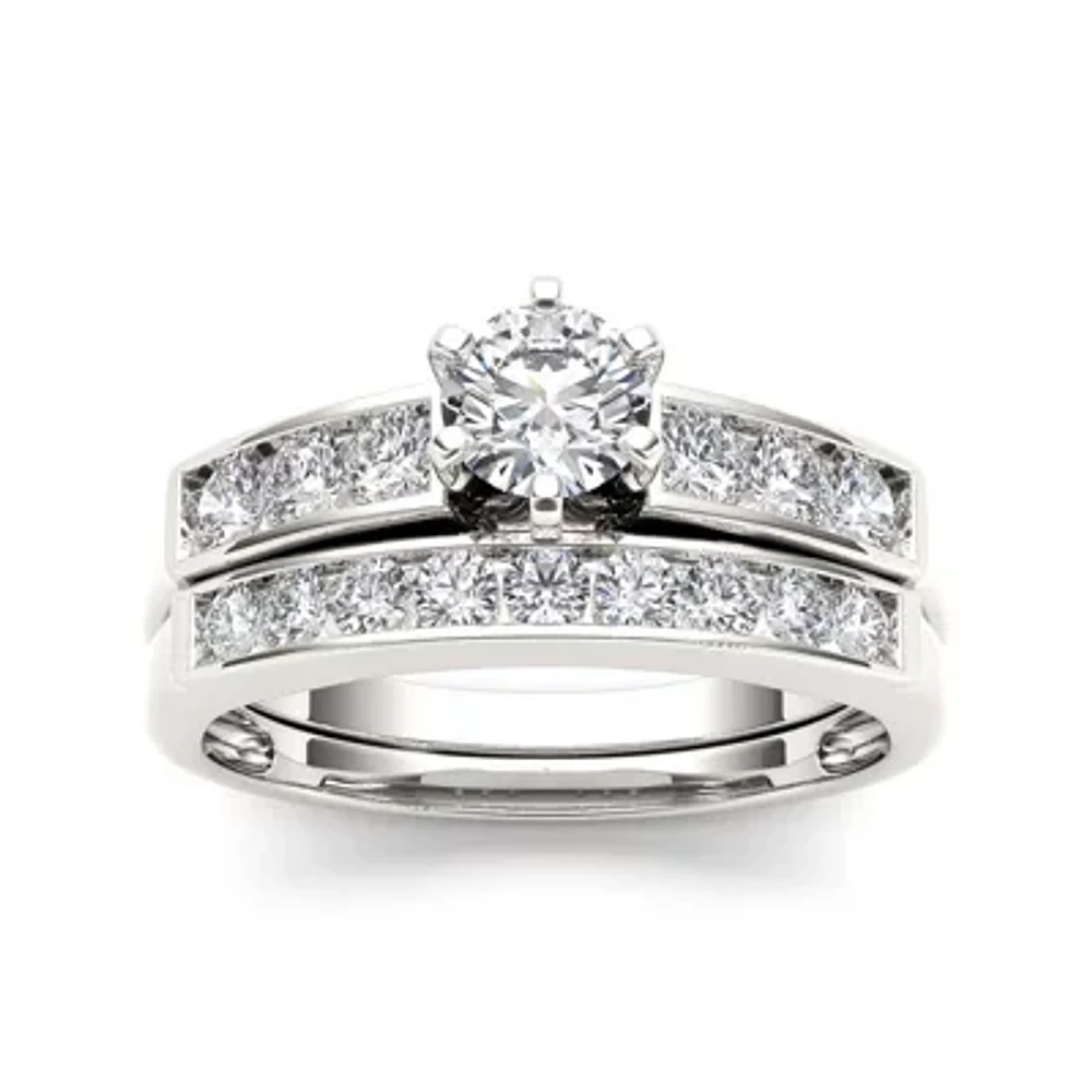 1 CT.T.W. Natural Diamond 14K White Gold Bridal Set