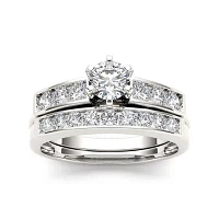 1 CT.T.W. Natural Diamond 14K White Gold Bridal Set