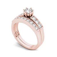 1 CT.T.W. Natural Diamond 14K Rose Gold Bridal Set