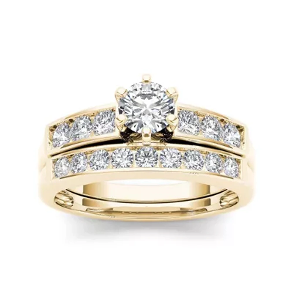 1 CT.T.W. Natural Diamond 14K Yellow Gold Bridal Ring Set