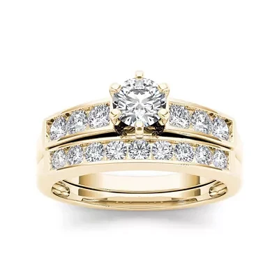 1 CT.T.W. Natural Diamond 14K Yellow Gold Bridal Ring Set