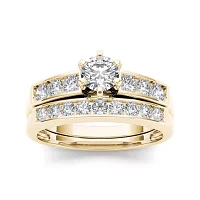 1 CT.T.W. Natural Diamond 14K Yellow Gold Bridal Ring Set