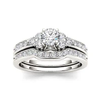 1 CT.T.W. Natural Diamond 14K White Gold Bridal Ring Set