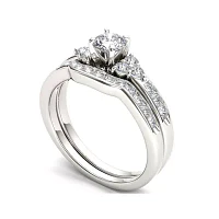 1 CT.T.W. Natural Diamond 14K White Gold Bridal Ring Set