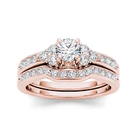 1 CT.T.W. Natural Diamond 14K Rose Gold Bridal Ring Set